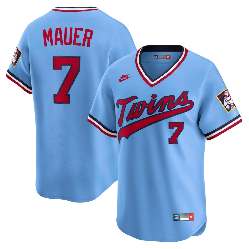 Joe Mauer Minnesota Twins Nike Throwback Cooperstown Collection Limited Jersey – Light Blue (Copy)