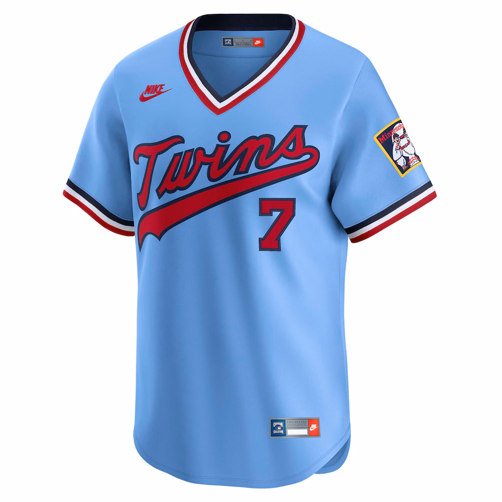 Joe Mauer Minnesota Twins Nike Throwback Cooperstown Collection Limited Jersey – Light Blue (Copy)
