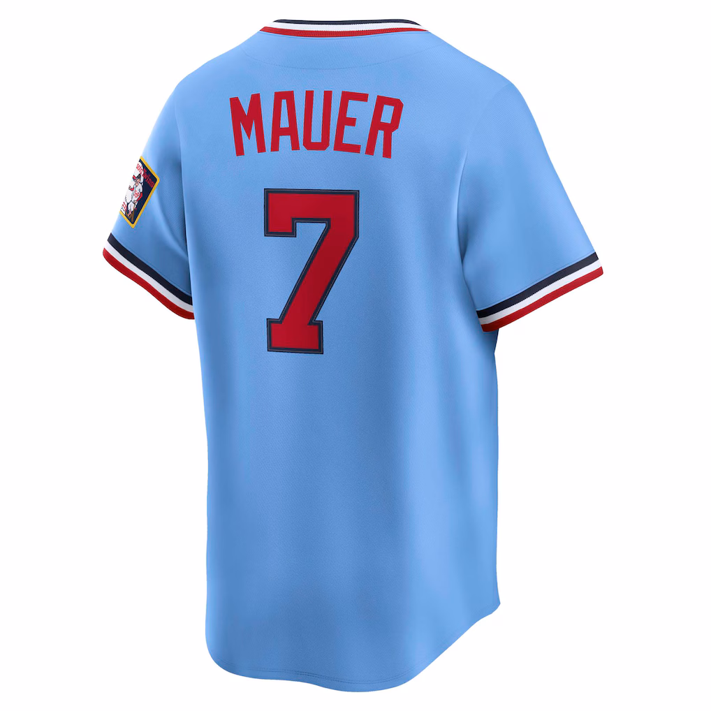 Joe Mauer Minnesota Twins Nike Throwback Cooperstown Collection Limited Jersey – Light Blue (Copy)