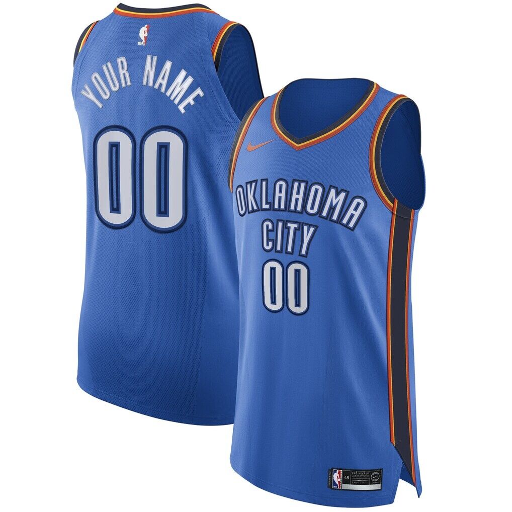 Oklahoma City Thunder Nike Authentic Custom Jersey Blue – Icon Edition