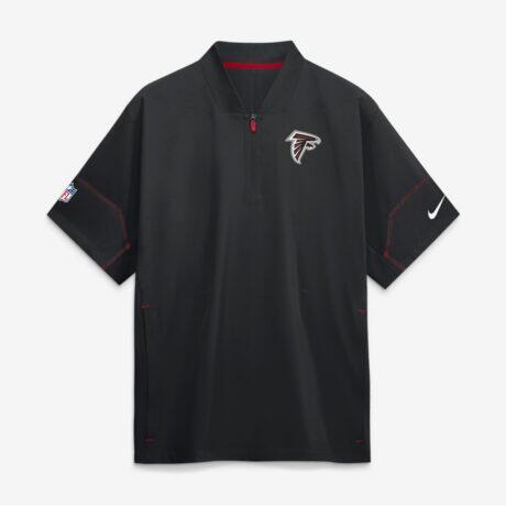 Atlanta Falcons Nike Sideline Short Sleeve Quarter-Zip Coaches Jacket - Black - Front View