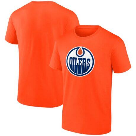 Edmonton Oilers Logo Athletic Essential T-Shirt - Orange - Front View