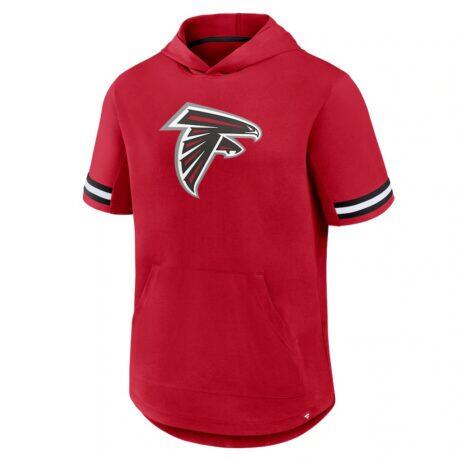 Atlanta Falcons Fanatics Optimal Play Short Sleeve Hooded T-Shirt - Red - Front View