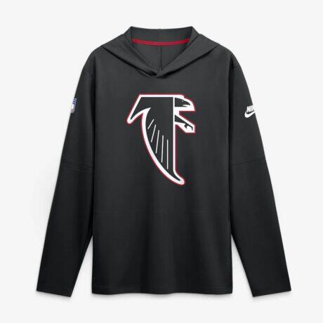 Atlanta Falcons Nike Sideline Dri-FIT Long Sleeve Hooded T-Shirt - Black - Front View