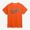 Baltimore Orioles Logo Athletic Wordmark T-Shirt - Orange - Back View