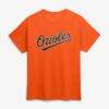 Baltimore Orioles Logo Athletic Wordmark T-Shirt - Orange - Front View