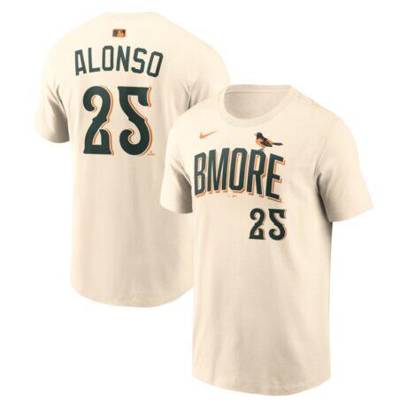 Pete Alonso Baltimore Orioles Nike Men's 2026 City Connect Name & Number T-Shirt - Cream - Front View