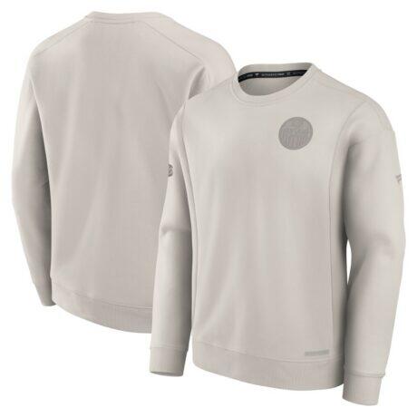 Edmonton Oilers Fanatics Authentic Pro Road Fleece Pullover Sweatshirt - Cream - Front View