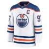 Connor McDavid Edmonton Oilers Fanatics Away Premium Jersey - White - Back View