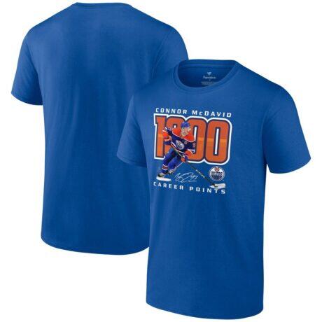 Connor McDavid Edmonton Oilers 1,000 Career Points T-Shirt - - Front View