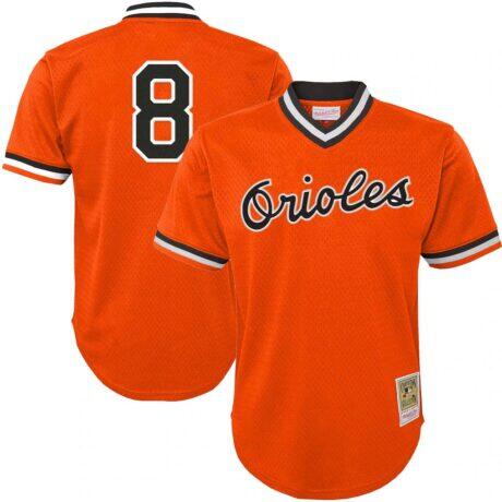 Cal Ripken Jr. Baltimore Orioles Mitchell & Ness Youth Cooperstown Collection Mesh Batting Practice Jersey - Orange - Front View