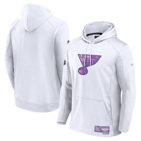 St. Louis Blues Fanatics Authentic Pro Hockey Fights Cancer Pullover Hoodie - White - Front View