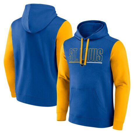 St. Louis Blues Logo Athletic Deliver Fleece Pullover Hoodie - Blue - Front View