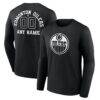 Edmonton Oilers Personalized Name & Number Monochrome Long Sleeve T-Shirt - Black - Back View
