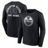 Edmonton Oilers Personalized Name & Number Monochrome Long Sleeve T-Shirt - Black - Front View