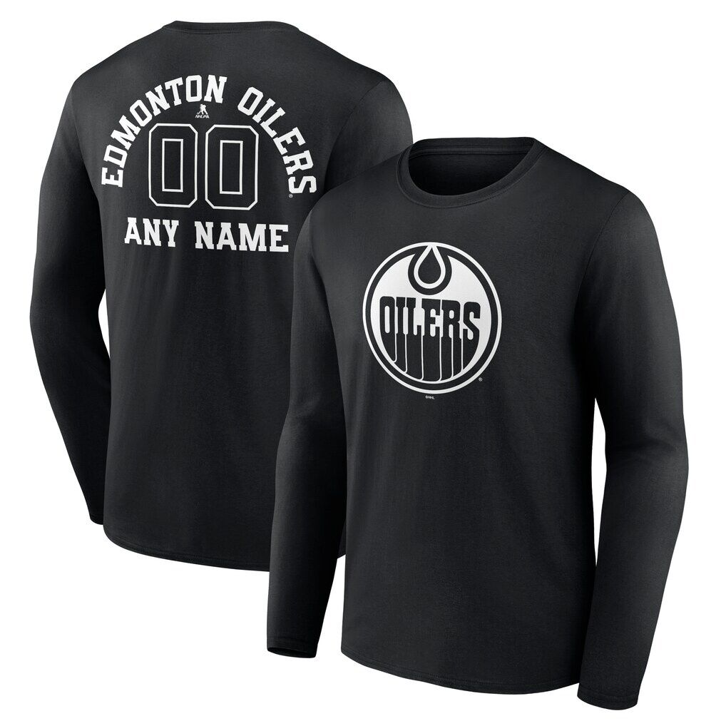 Edmonton Oilers Personalized Name & Number Monochrome Long Sleeve T-Shirt