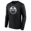 Edmonton Oilers Personalized Name & Number Monochrome Long Sleeve T-Shirt - Black - Side View