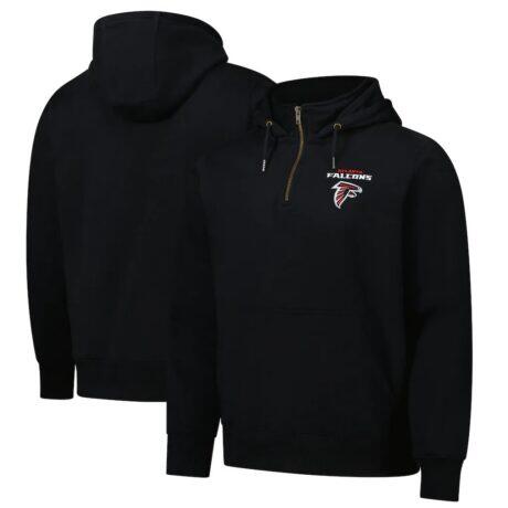 Atlanta Falcons Dunbrooke Unisex Defender Quarter-Zip Hoodie - Black - Front View