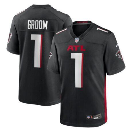 Number 1 Groom Atlanta Falcons Nike Game Jersey - Black - Front View