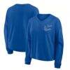 St. Louis Blues Fanatics Women's Oversized All Out Effort Long Sleeve Henley T-Shirt - Blue - Back View