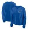 St. Louis Blues Fanatics Women's Oversized All Out Effort Long Sleeve Henley T-Shirt - Blue - Front View