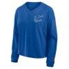 St. Louis Blues Fanatics Women's Oversized All Out Effort Long Sleeve Henley T-Shirt - Blue - Side View