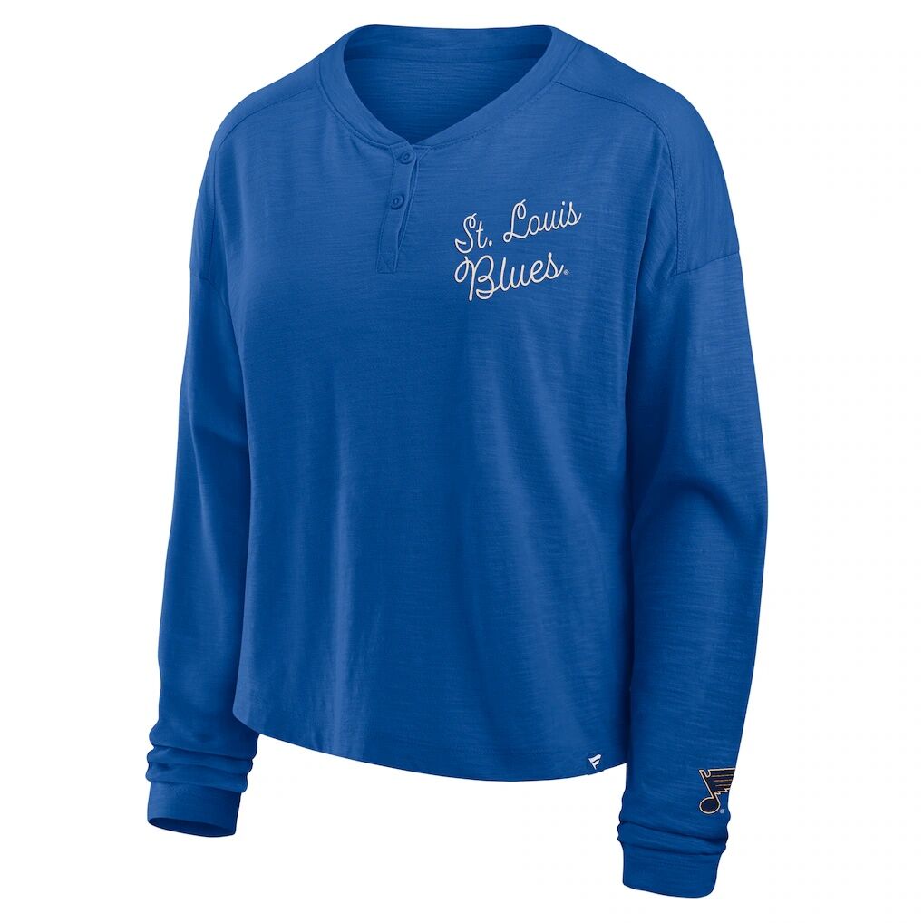 St. Louis Blues Fanatics Women’s Oversized All Out Effort Long Sleeve Henley T-Shirt