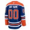 Edmonton Oilers Fanatics Home Premium Custom Jersey - Royal - Side View