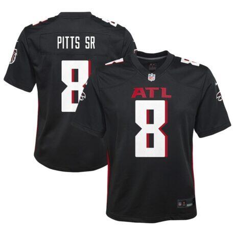 Kyle Pitts Sr. Atlanta Falcons Nike Youth Game Jersey - Black - Front View