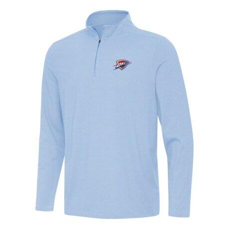 Oklahoma City Thunder Antigua Twine Quarter-Zip Top - Powder Blue - Front View