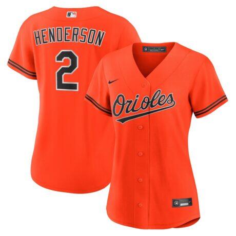 Gunnar Henderson Baltimore Orioles Nike Women's Alternate 2 Replica Jersey - Orange - Front View