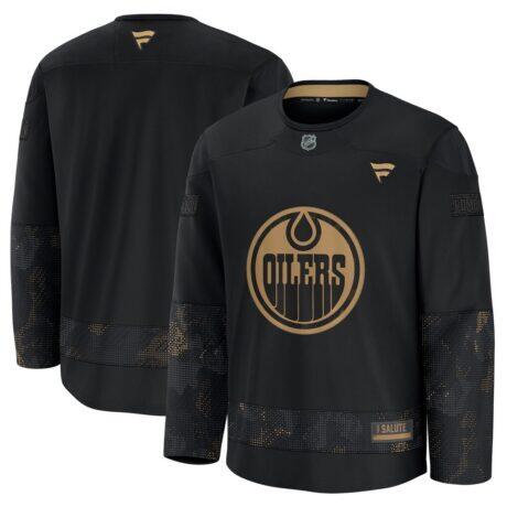 Edmonton Oilers Fanatics 2024 Military Appreciation Practice Jersey - Black - Front View