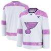 St. Louis Blues Fanatics 2024 Hockey Fights Cancer Practice Jersey - White - Back View