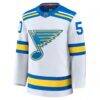 Jordan Binnington St. Louis Blues Fanatics Away Premium Player Jersey - White - Back View