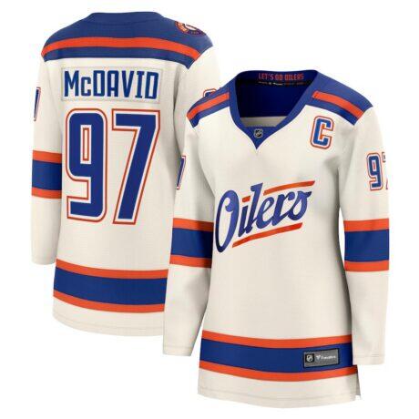 Connor McDavid Edmonton Oilers Fanatics Women's Alternate Breakaway Jersey - Light Beige - Front View