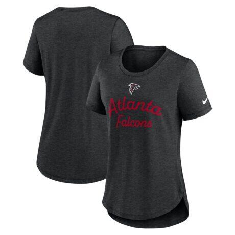 Atlanta Falcons Nike Women's Script Tri-Blend T-Shirt - Black - Front View