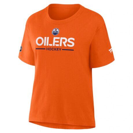 Edmonton Oilers Fanatics Women's Authentic Pro Primary T-Shirt - Orange - Front View