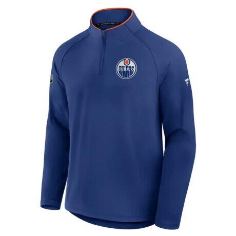 Edmonton Oilers Fanatics Authentic Pro Rink Training Quarter-Zip Pullover - - Front View