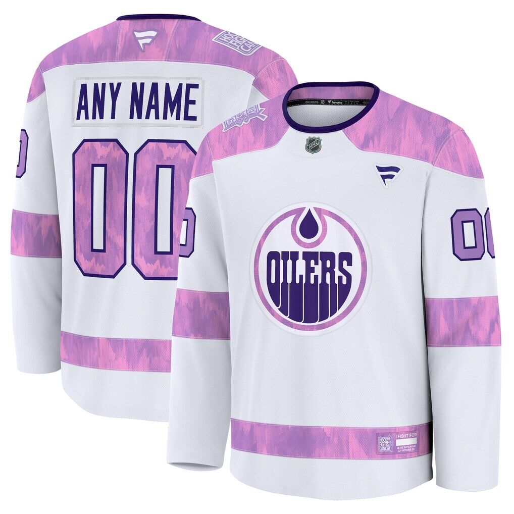 Edmonton Oilers Fanatics 2024 Hockey Fights Cancer Custom Practice Jersey