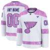 St. Louis Blues Fanatics 2024 Hockey Fights Cancer Custom Practice Jersey - White - Front View