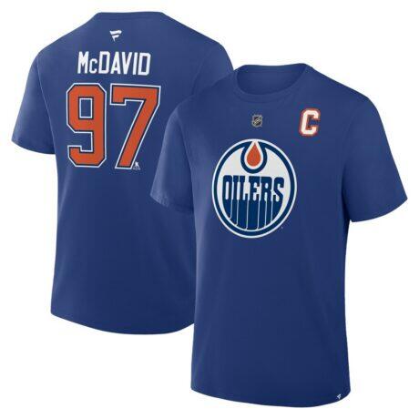 Connor McDavid Edmonton Oilers Fanatics Authentic Stack Name & Number T-Shirt - - Front View