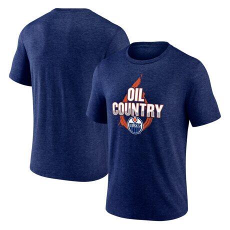 Edmonton Oilers Represent Tri-Blend T-Shirt - Navy - Front View