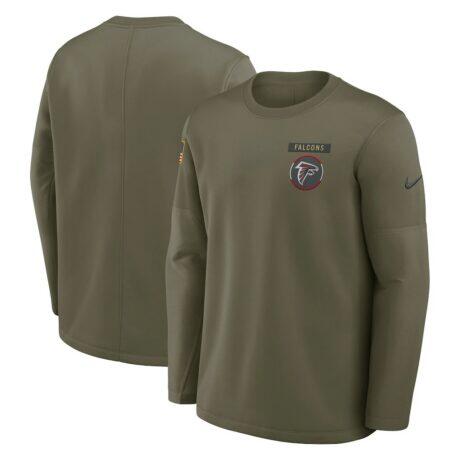 Atlanta Falcons Nike 2025 Salute to Service Sideline Coaches Therma-FIT Long Sleeve Shirt - - Front View