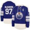 Connor McDavid Edmonton Oilers '47 Player Name & Number Sweep Check Eternal Lacer Sweatshirt - - Front View