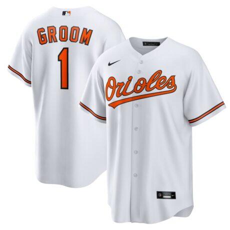 Baltimore Orioles Nike #1 Groom Home Replica Jersey - White - Front View