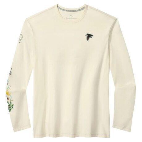 Atlanta Falcons Tommy Bahama Oasis Endzone Lux Long Sleeve T-Shirt - Cream - Front View