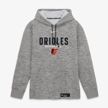 Baltimore Orioles Nike Authentic Collection Therma-FIT Hoodie - Heather Charcoal - Front View