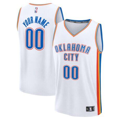 Oklahoma City Thunder Fanatics Fast Break Custom Jersey - White - Front View