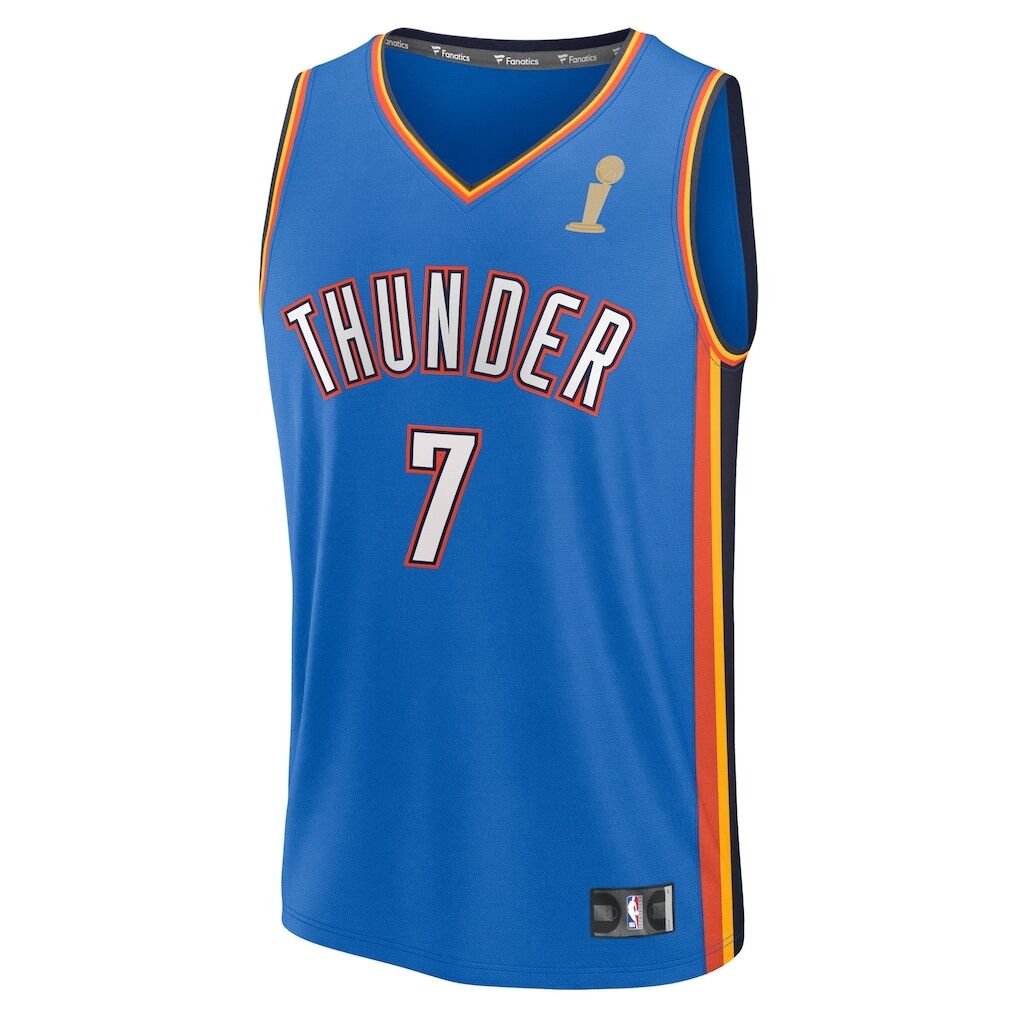 Chet Holmgren Oklahoma City Thunder Fanatics Youth 2025 NBA Finals Champions Fast Break Replica Player Jersey – Blue – Icon Edition