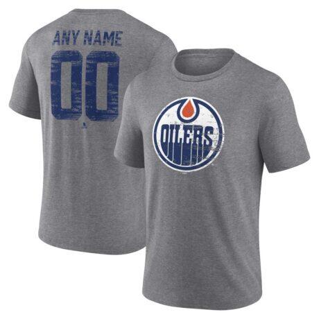 Edmonton Oilers Heritage Custom Tri-Blend T-Shirt - Gray - Front View